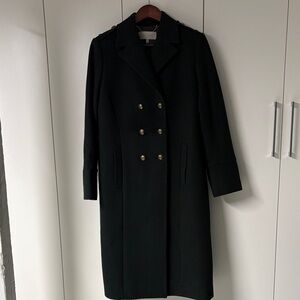 Hobbs London Dark Green Double-Breasted Women's Wool Coat